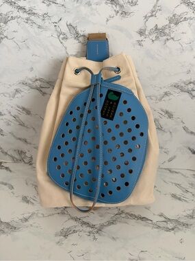 Dooney & Bourke Canvas Pickleball Sling Bag Backpack Baby Blue Preppy One Size